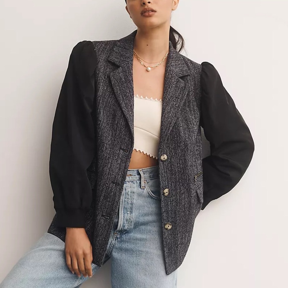 Maeve Mixed Media Relaxed Jacket